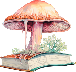 水彩蘑菇透明背景插图
