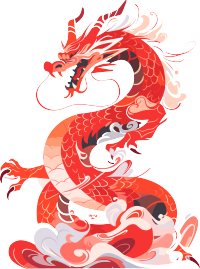 中国龙年兽民间演出插画