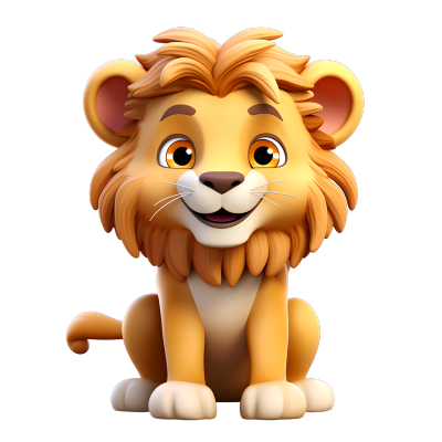 立体卡通狮子3D图标素材