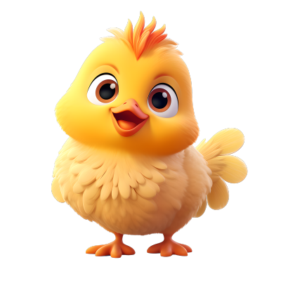 立体卡通小鸡3D动物图标素材