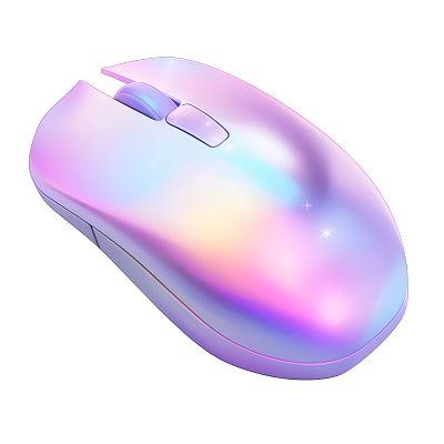 3D鼠标可爱光滑的蓝紫色渐变插画