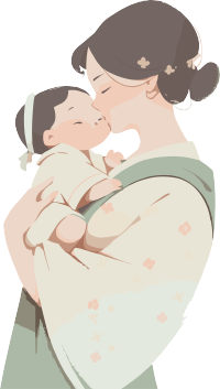 母亲节妈妈抱着婴儿扁平插图