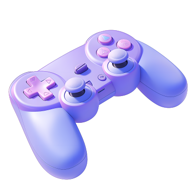 3D游戏手柄可爱蓝紫渐变插图