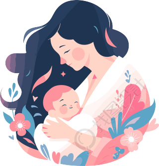 母亲节可商用母亲抱着婴儿插画