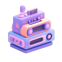 3D音响可爱卡通风格素材