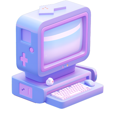 3D电脑卡通蓝紫色图标元素