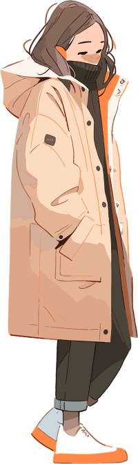 冬季羽绒服女孩保温2D图形插画