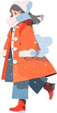 冬季羽绒服女孩创意设计素材