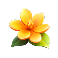 3D花卉和两片叶子素材