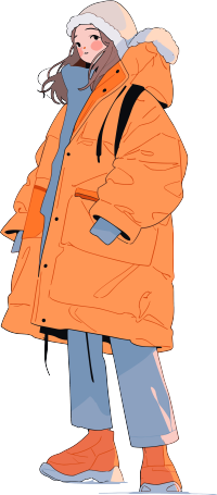 冬季羽绒服女孩时尚插画