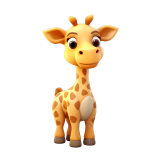 立体卡通长颈鹿3D图标插画