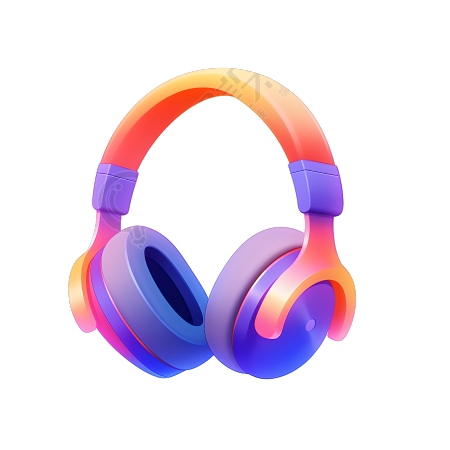 3D耳机高分辨率插画