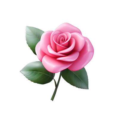 3D玫瑰花图标插图
