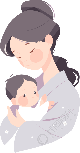 母亲节母亲和婴儿透明背景插画