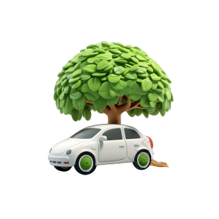 3D环保汽车大树创意设计素材
