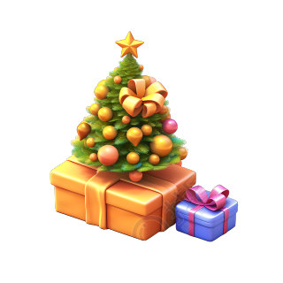 3D圣诞树圣诞礼盒插画