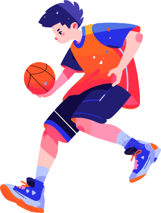 打篮球的男生卡通人物PNG素材