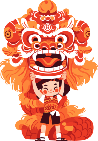 舞狮男孩PNG插图