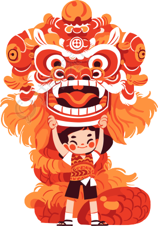 舞狮男孩PNG插图