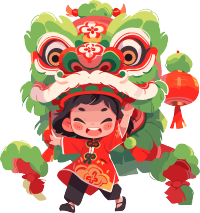 舞狮透明背景插图