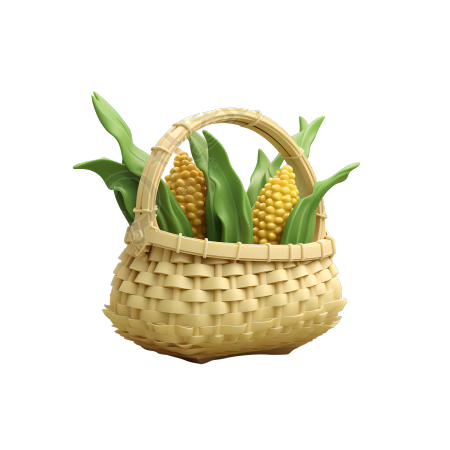 玉米竹篮子高清图形插画