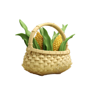 玉米竹篮子高清图形插画