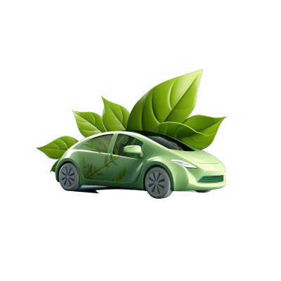 3D环保汽车树叶透明背景素材