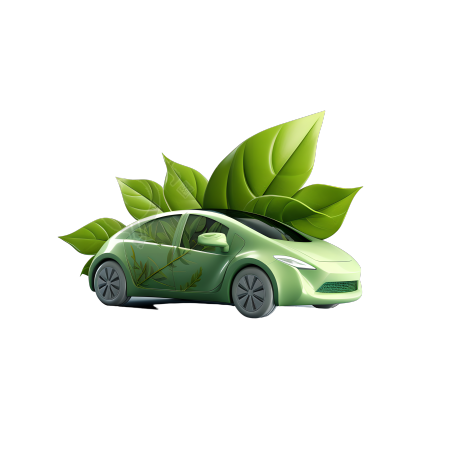 3D环保汽车树叶透明背景素材