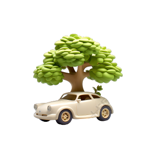 3D环保汽车大树高质量插画