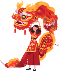舞狮的旗袍少女插图