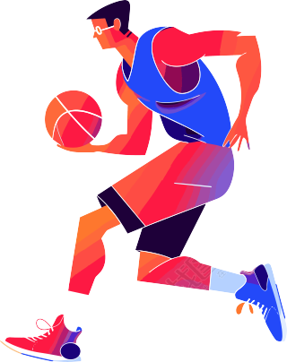 打篮球的男生简约插画