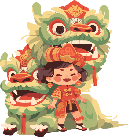舞狮表演透明背景插图