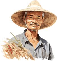 农民戴草帽创意插画