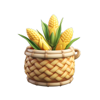 玉米竹篮子商业设计元素