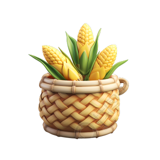玉米竹篮子商业设计元素