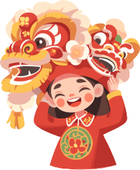 舞狮Q版形象插画