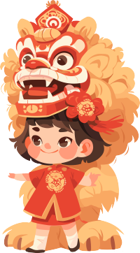 舞狮创意插图设计