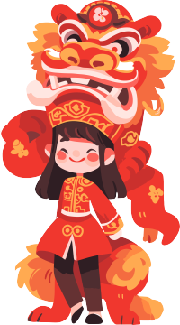 舞狮少年插画设计素材