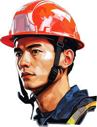 工人带红色安全帽插画设计