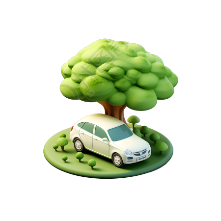 3D环保汽车大树商用素材