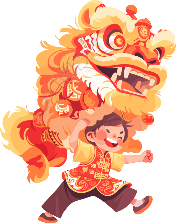 舞狮少年插图设计