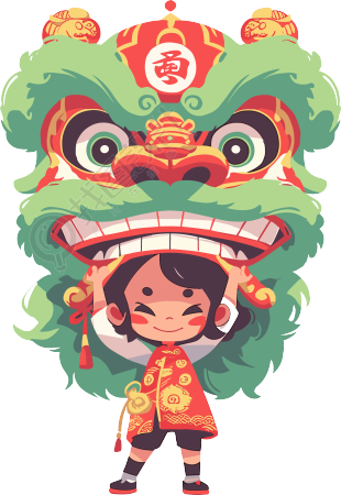 舞狮透明背景可商用素材