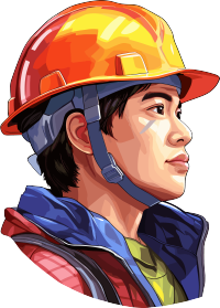 工人戴着安全帽的贴纸素材