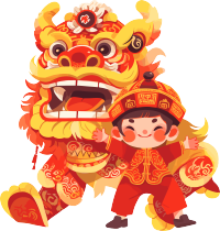 舞狮男孩传统文化插画