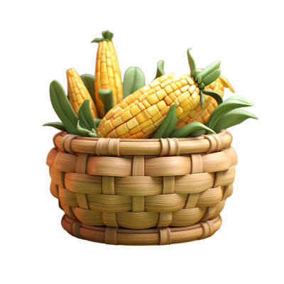 玉米竹篮子高清图形素材