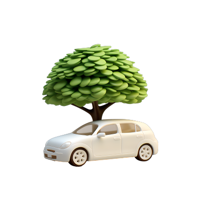 3D环保汽车大树商业可用插画