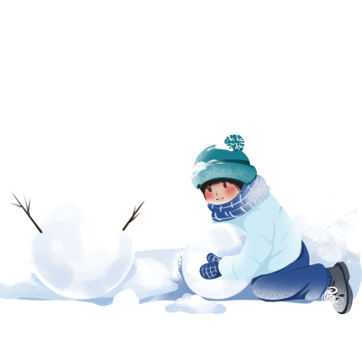 滚雪球的小男生寒假安全插图