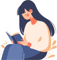 读书女孩简洁可爱的插图