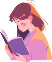读书女孩简洁插图设计素材