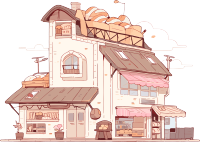 面包店可爱图形插图素材